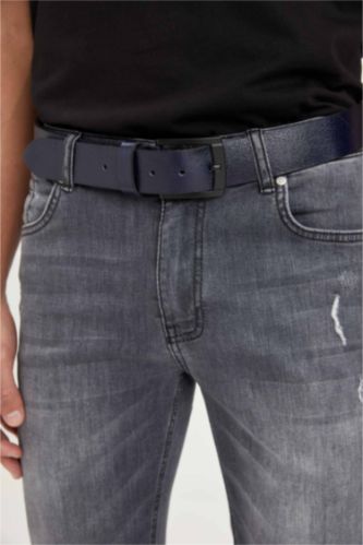 Erkek Lacivert Erkek Hakiki Deri Kemer