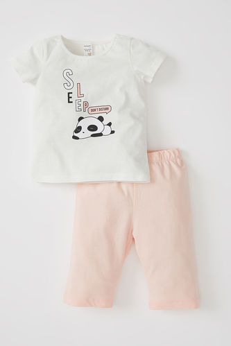 Ensemble de pyjama à manches courtes imprimé panda pour bébé fille