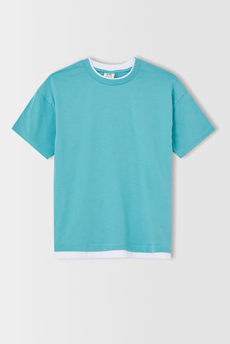 Erkek Çocuk Renk Bloklu Kısa Kollu Tişört