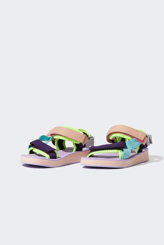 Kız Çocuk Çift Bantlı Renkli Sandalet