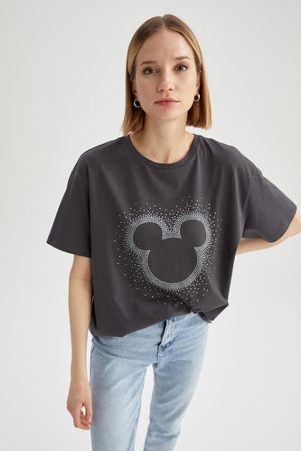 Mickey Mouse  Oversize Fit Kısa Kol %100 Pamuk Tişört