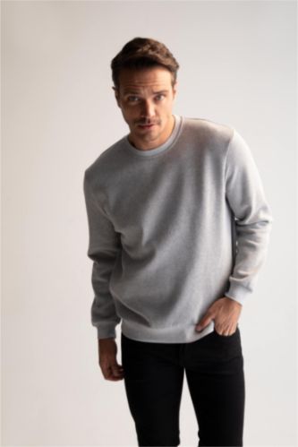 MAN Grey Melange Regular Fit Sweatshirt
