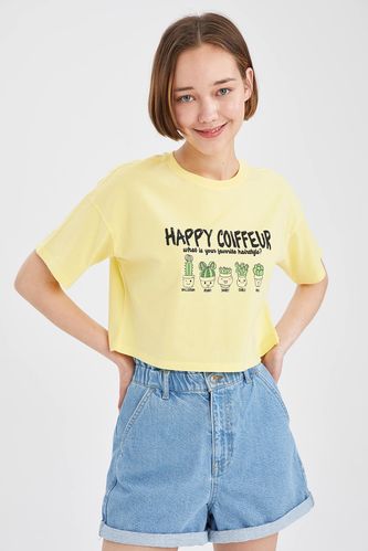 Coool Cactus Printed Relax Fit Crop T-Shirt