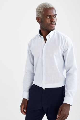 Geometric Pattern Modern Fit Long Sleeve Shirt