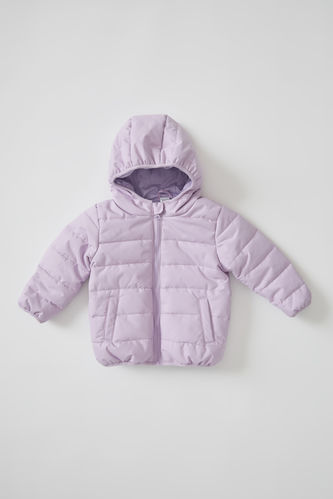 Baby Girl Regular Fit Hooded Combed Cotton Lined Filled Inflatable Coat