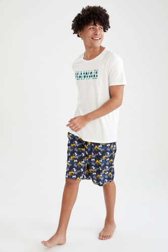 Regular Fit Palmiye Desenli Pijama Takımı