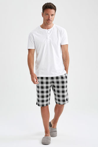 Regular Fit Short Sleeve T-Shirt And Checkered Shorts Lounge Set