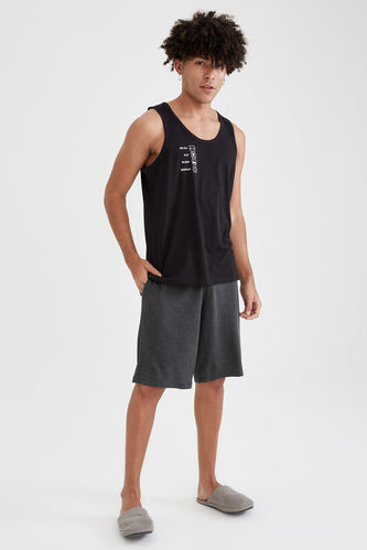 Regular Fit Printed Sleeveless T-Shirt And Shorts Pyjama Set