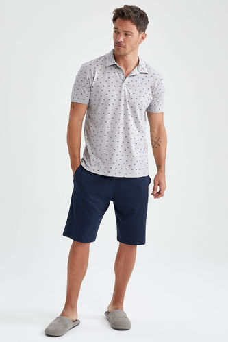 Patterned Short Sleeve Shirt And Shorts Pyjama Set