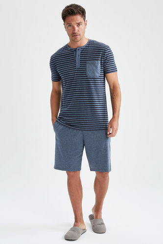 Regular Fit Patterned T-Shirt And Shorts Pyjama Set