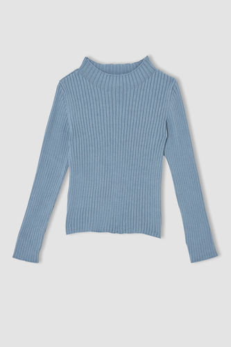 Трикотажний пуловер синього кольору