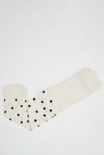 Kız Bebek Kalp Desenli Külotlu Çorap