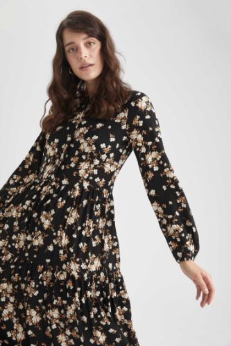 Black floral hotsell long sleeve dress