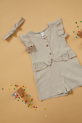 Baby Sleeveless Jump Suit And Head Band
