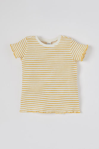 T-shirt à manches courtes à motif rayé pour bébé fille