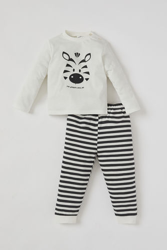 Пижама вязанная 2 шт. стандартного кроя в полоску с длинным рукавом из ткани суприм для малышей мальчиков