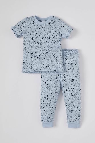Ensemble de pyjama en coton à manches courtes à motif planète pour bébé garçon