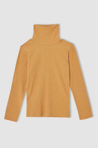Girl Long Sleeve Turtleneck Knit Sweater