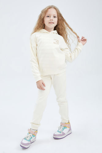 Спортивный костюм: Свитшот и спортивные брюки из органического хлопка с принтом для девочек