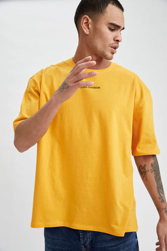 T-shirt oversize en coton à col rond imprimé