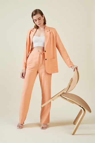 Paperbag Fit High Waisted Belted Linen Trousers