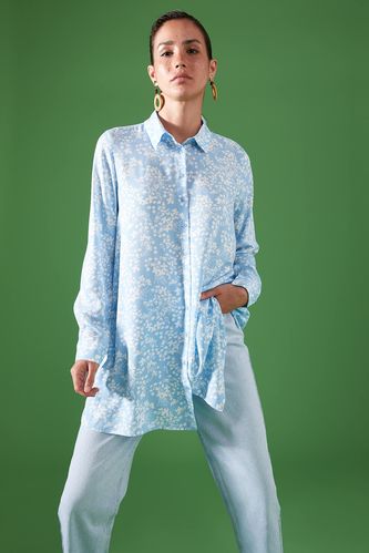 Çiçekli Relax Fit Sürdürülebilir Gömlek Tunik