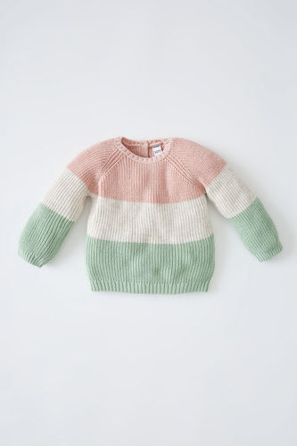 Pull en tricot à blocs de couleurs pour bébé fille