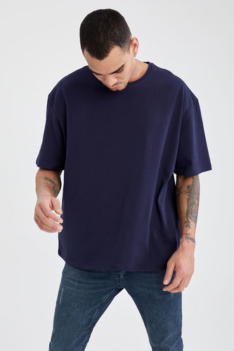 T-shirt basique oversize en coton à col rond