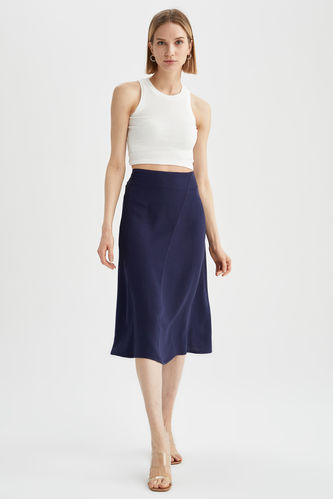 Basic High Waisted Midi Skirt