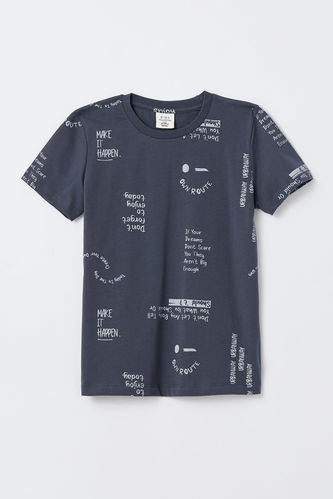 Boy Printed Short Sleeve Graphic Crew Neck T-Shirt