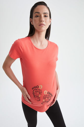 T-shirt de maternité à manches courtes et col rond