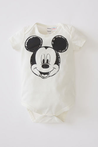 Erkek Bebek Mickey Mouse Lisanslı Kısa Kollu Çıtçıtlı Pamuklu Body