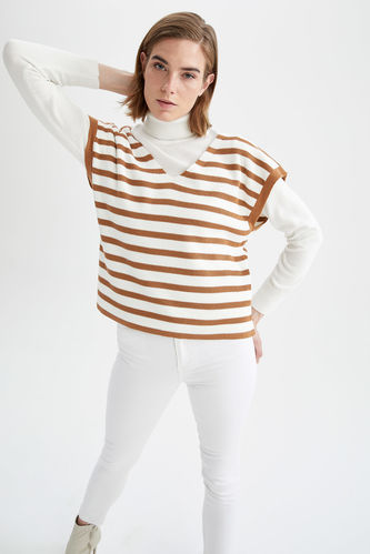 V-Neck Striped Sweater Vest