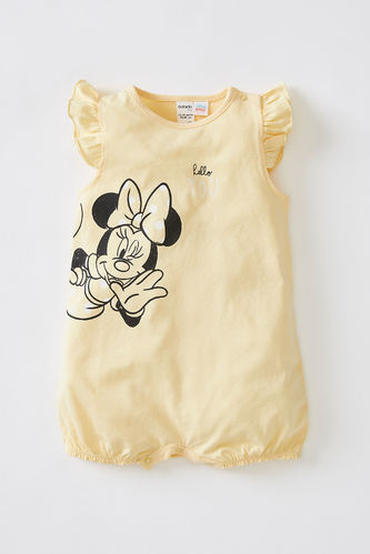 Kız Bebek Minnie Mouse Kolsuz Pamuklu Kısa Tulum