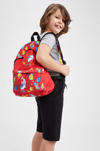 Boy Fish Pattern School and Backpack