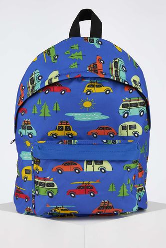 Boy Car Patterned School and Backpack
