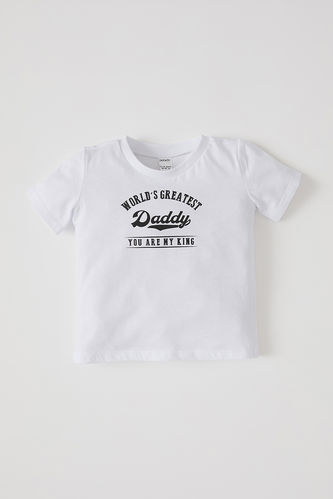 T-shirt en coton à manches courtes imprimé lettre bébé garçon