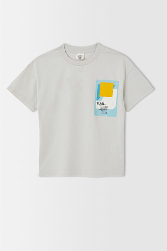 T-shirt à manches courtes à slogan imprimé pour garçon