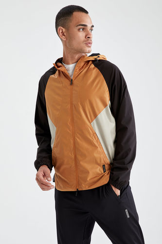 Slim Fit Long Sleeve Block Colour Raincoat