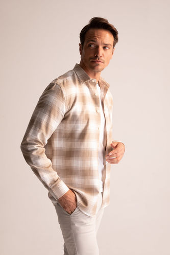 Modern Fit Kareli Uzun Kollu Gömlek