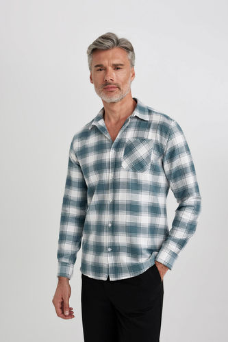 Modern Fit Plaid Long Sleeve Shirt