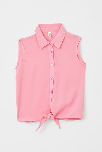 Girl Sleeveless Shirt With Front Knot