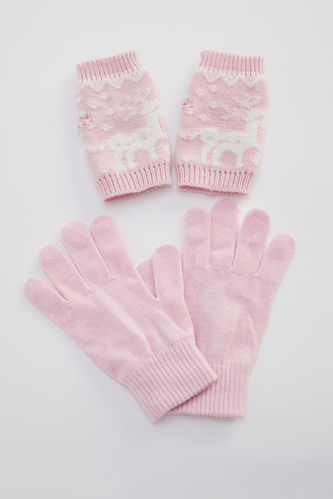 Deer Print Knitted Gloves