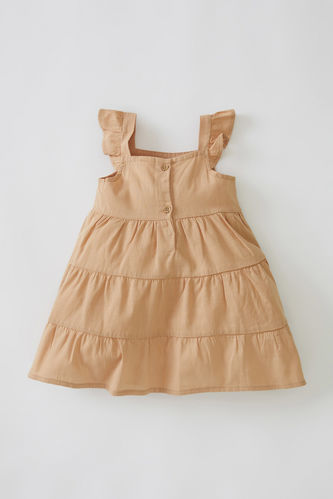 Linen-Style Sleeveless Poplin Dress