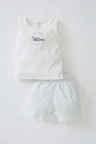 Пижама вязанная 2 шт. стандартного кроя в полоску без  рукавов из ткани суприм для малышей мальчиков