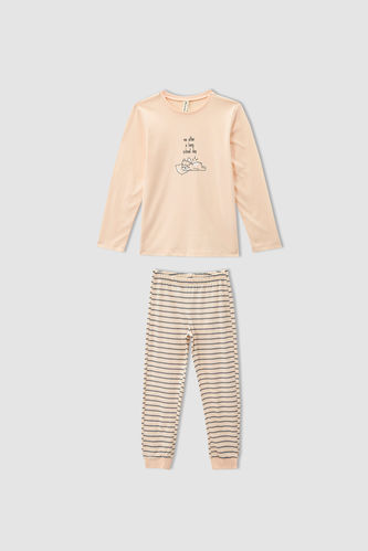 Girl Printed Long Sleeve T-Shirt And Trousers Pyjamas Set