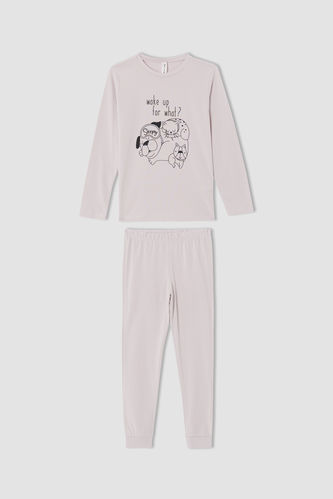 Girl Printed Long Sleeve Pajamas Set