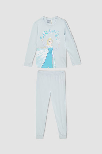 Kız Çocuk Frozen Lisanslı Pamuklu Uzun Kollu Pijama Takım