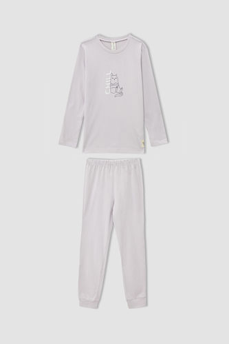 Kız Çocuk  Baskılı Uzun Kollu Pijama Takımı