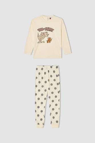 Kız Çocuk TOM ve JERRY Lisanslı Uzun Kollu Pijama Takımı